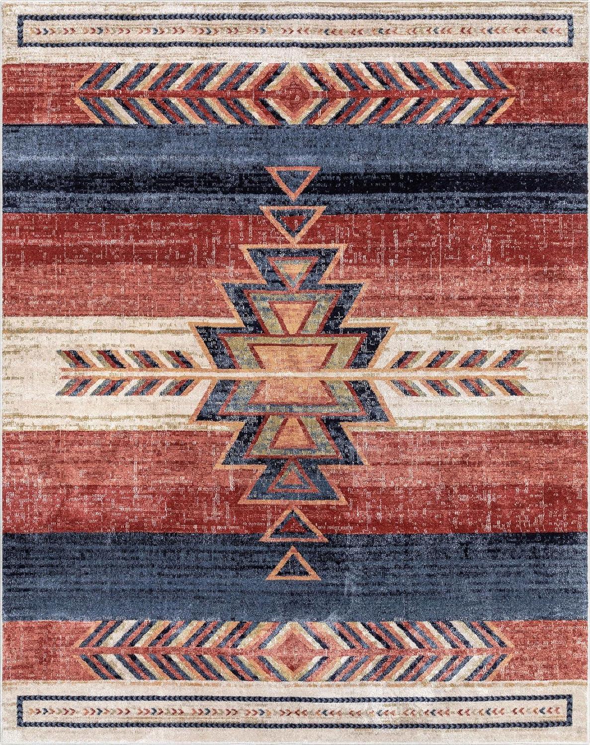 Union Rustic Crimson Southwestern Medallion Tribal Pattern Area Rug