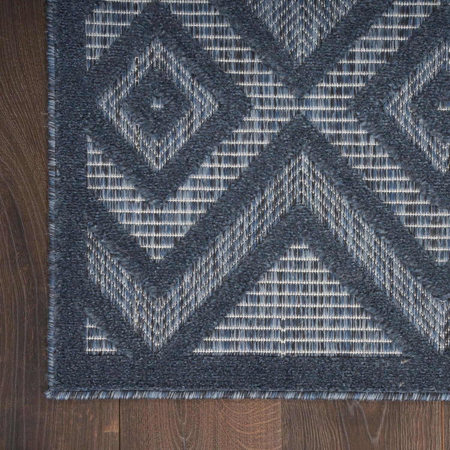 Foundry Select Versatile Diamond Navy Blue Indoor/Outdoor Area Rug