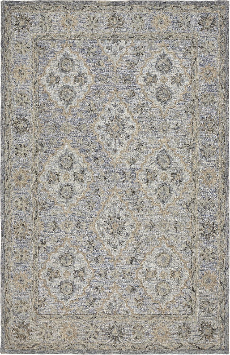 Handmade Tufted Wool Rectangular Area Rug, 9' x 12', Blue