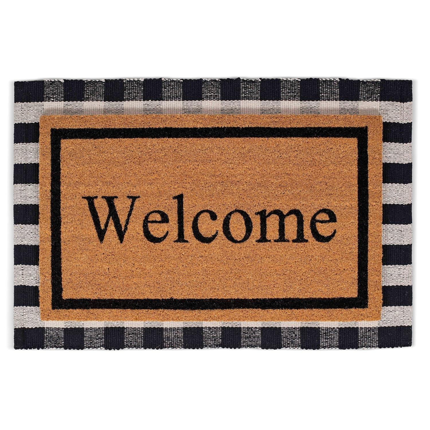 BirdRock Home Layered Welcome Mat with Vinyl Backing for Door Entryway 24 x 36