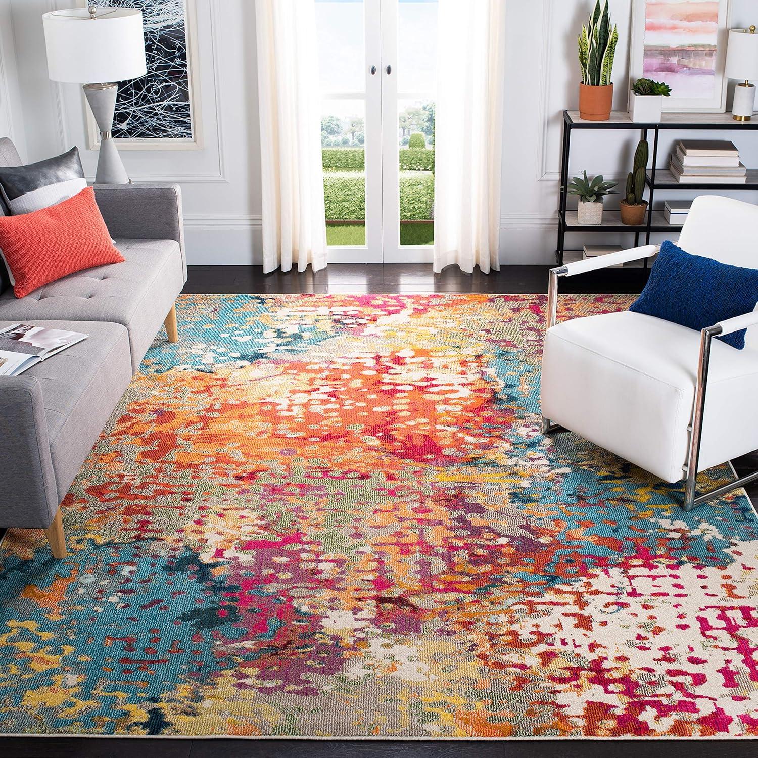 Madison MAD429 Power Loomed Area Rug - Ivory/Multi - 5'x5' - Safavieh.