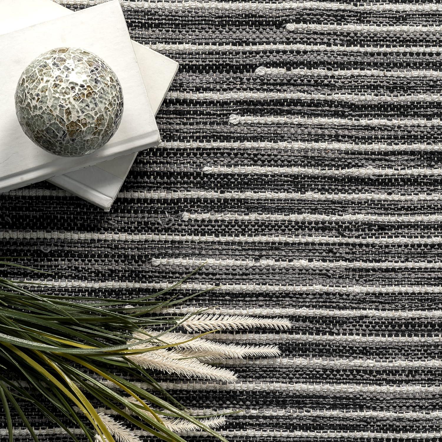 nuLOOM Missy Handmade Cotton Contemporary Diamond Flatweave Area Rug, 5' x 8', Grey