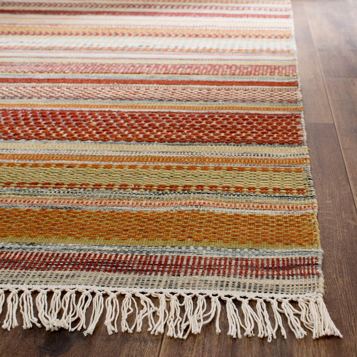 SAFAVIEH Striped Kilim Ethel Wool Area Rug, Beige, 9' x 12'