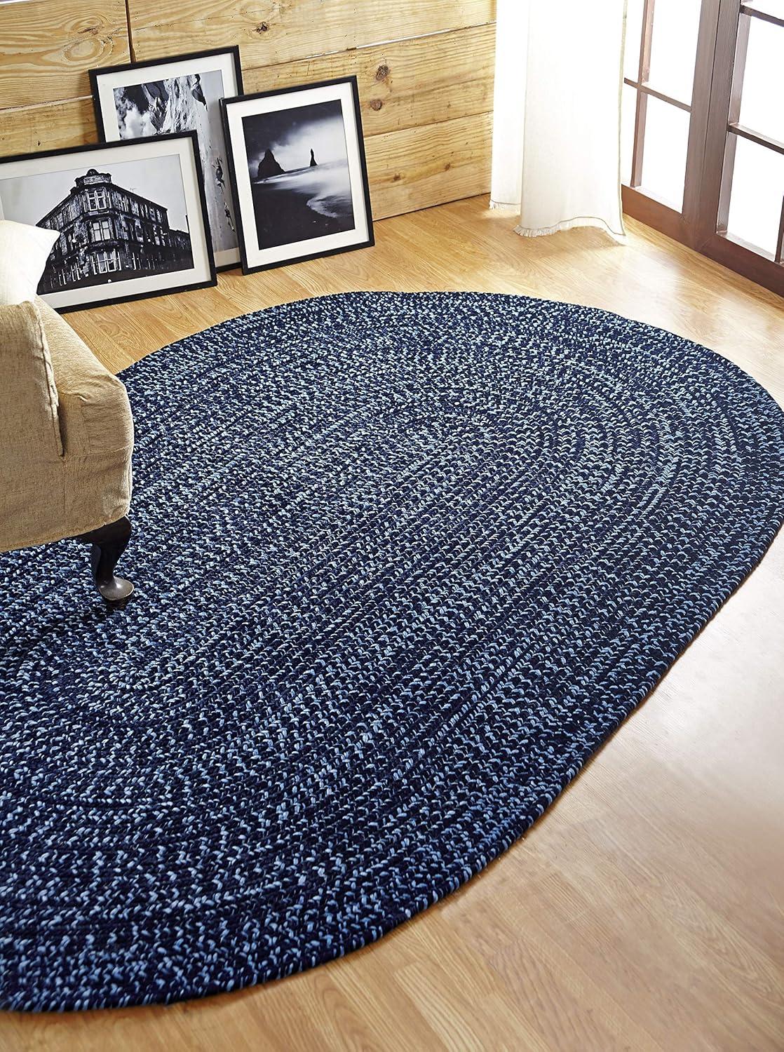 Better Trends Chenille Tweed Braid Collection is Durable and Stain Resistant Reversible Indoor Area Utility Rug 100% Polyester in Vibrant Colors, 22" x 40" Oval, Navy & Smoke Blue