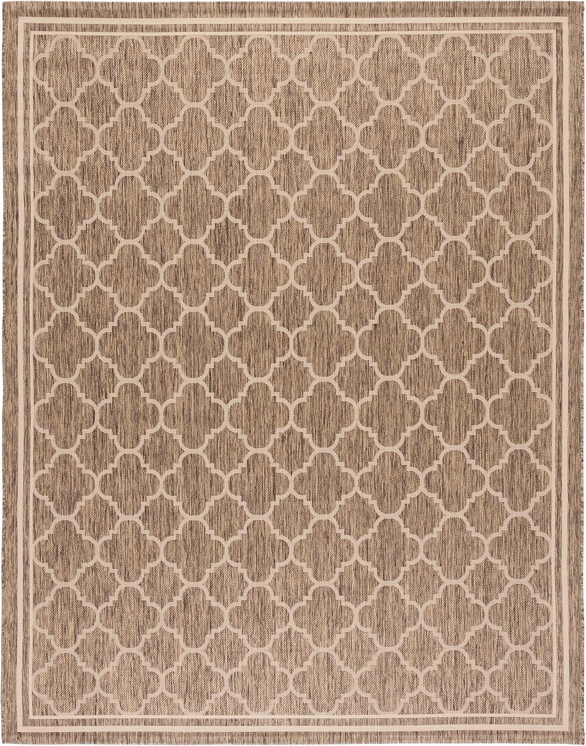 Mediterranean Quatrefoil 6'7" x 9'6" Brown and Bone Synthetic Area Rug