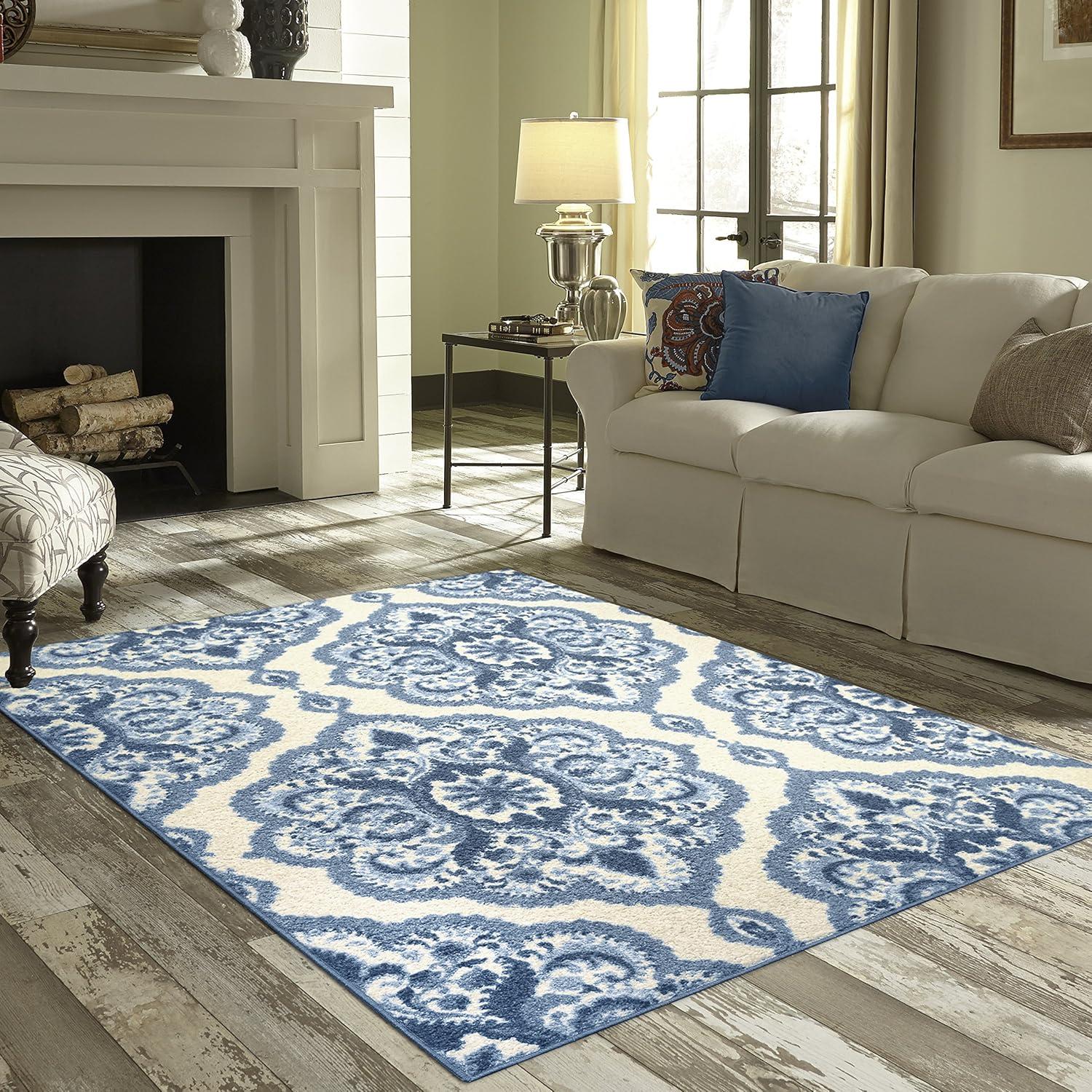 Hertel Floral Blue Area Rug