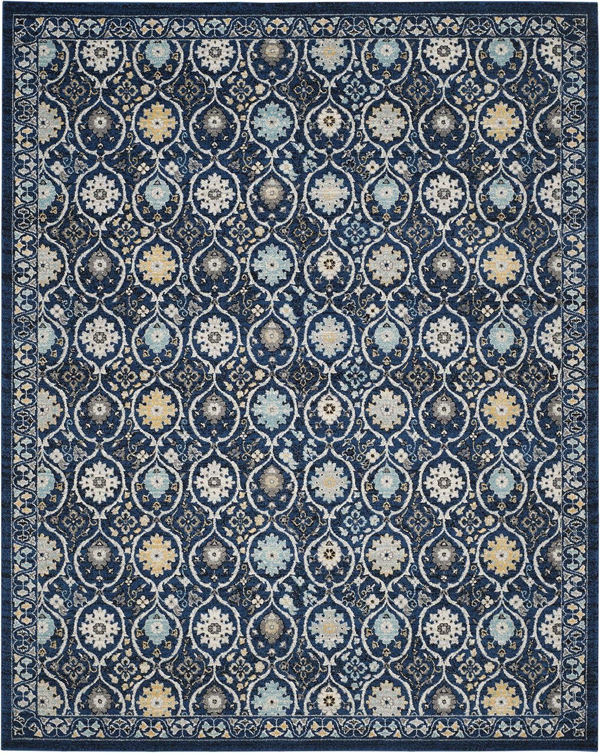 SAFAVIEH Evoke Charlotte Floral Geometric Area Rug, Royal/Ivory, 9' x 12'