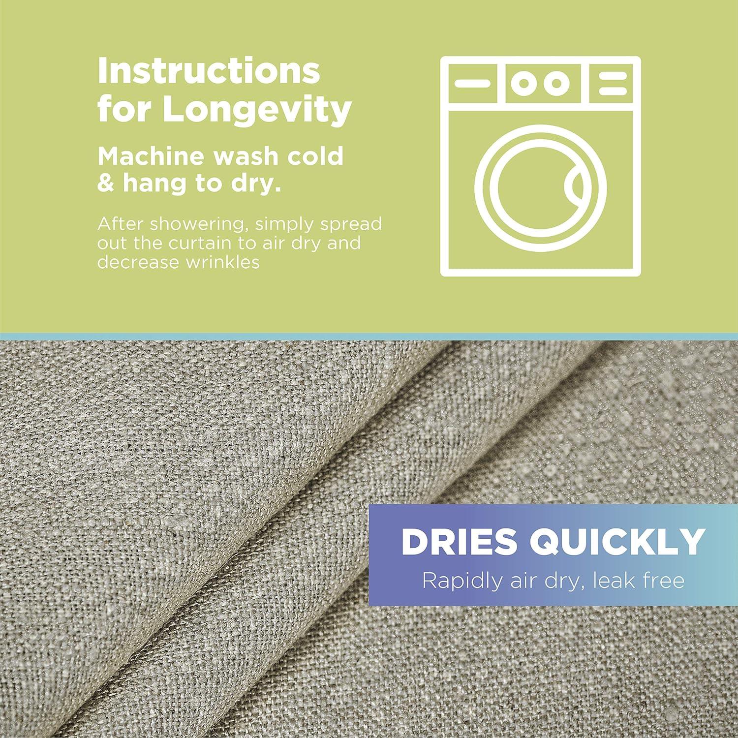 Natural Hemp 70x74" Stall Shower Curtain - Natural fabric Leakproof curtain for luxury bathroom decor - Natural