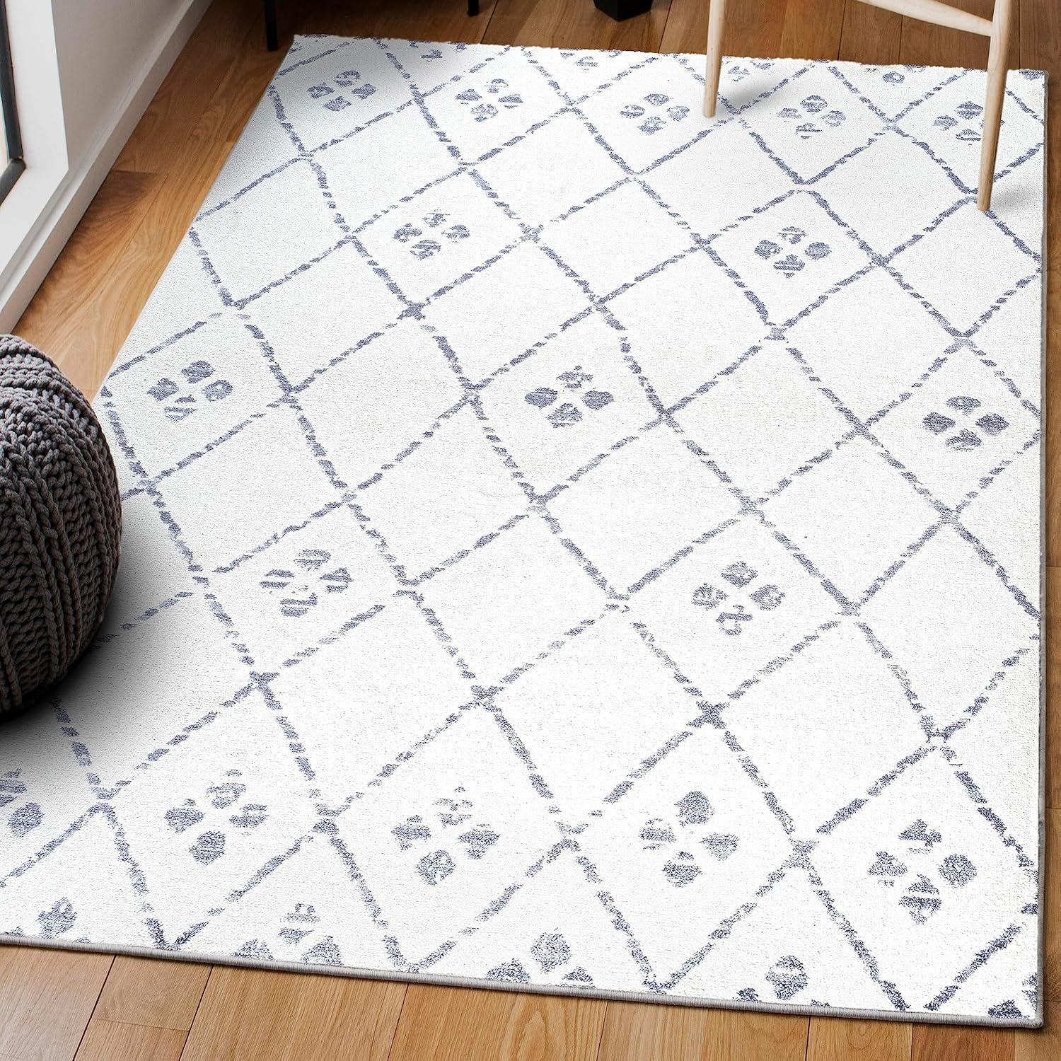 3' X 5' Izil Moroccan Geometric Diamond Area Rug, Ivory/Light Gray - JONATHAN Y