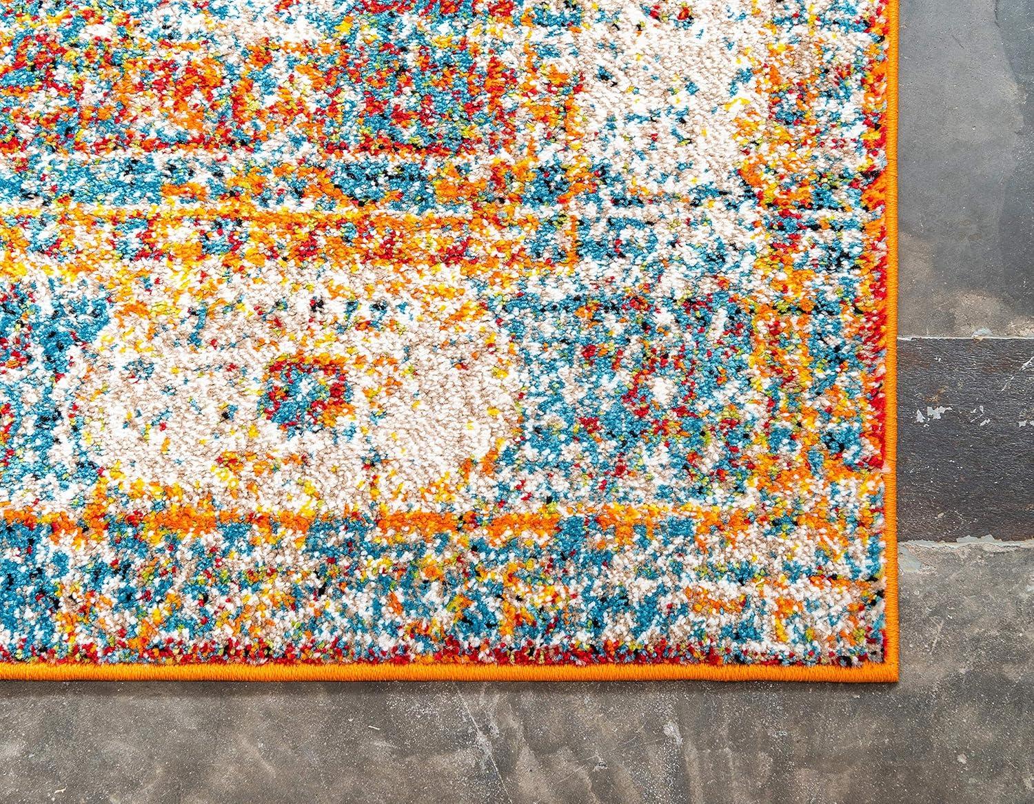 Unique Loom Rosso Collection Area Rug - Bellini (2' 7" x 10' Runner Beige/Blue)