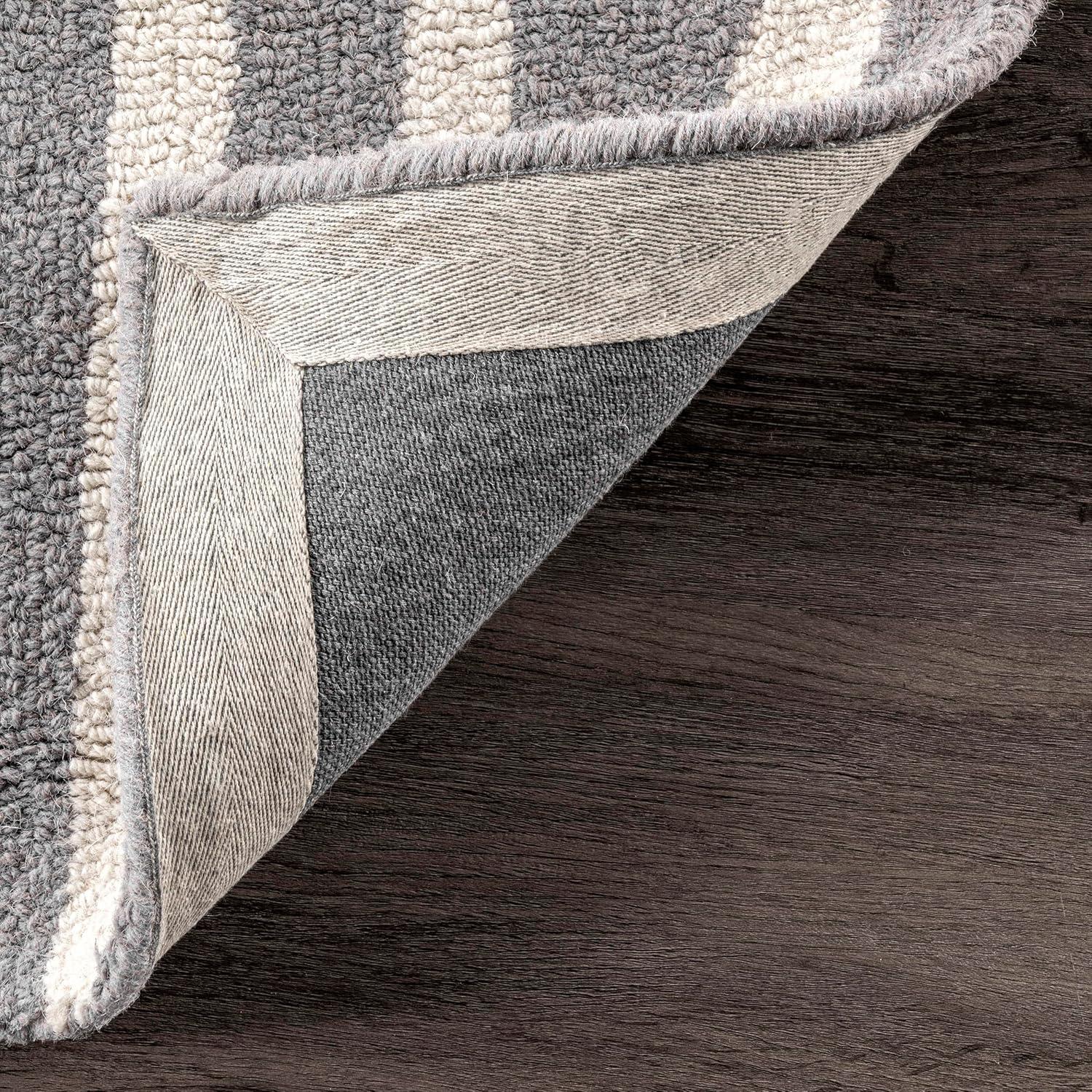 Nuloom Lemuel Geometric 3x5 Wool Accent Indoor Area Rug for Living Room Bedroom Dining Room Entryway Kitchen, Grey/Ivory