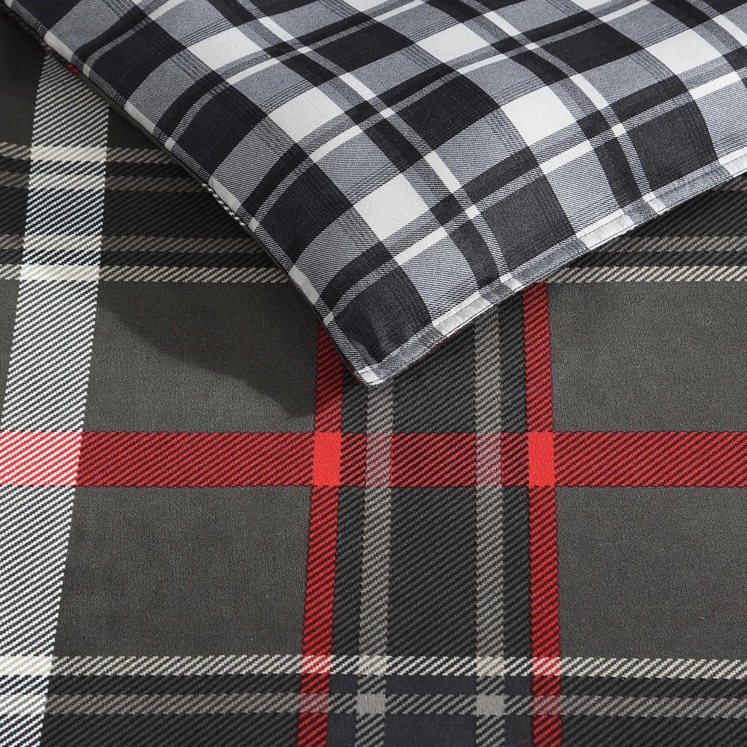 Eddie Bauer Willow Plaid Reversible Grey Duvet Cover Set