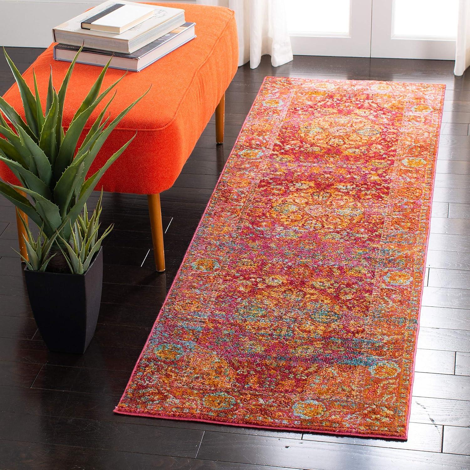 Luxor LUX318 Power Loomed Runner Rug - Fuchsia/Gold - 2'2"x9' - Safavieh.