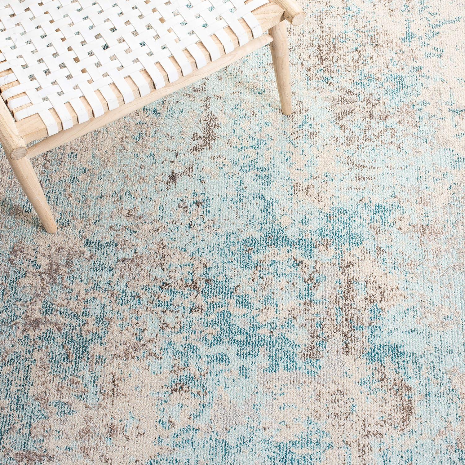 Madison MAD453 Power Loomed Indoor Area Rug - Ivory/Teal - 4'x6' - Safavieh