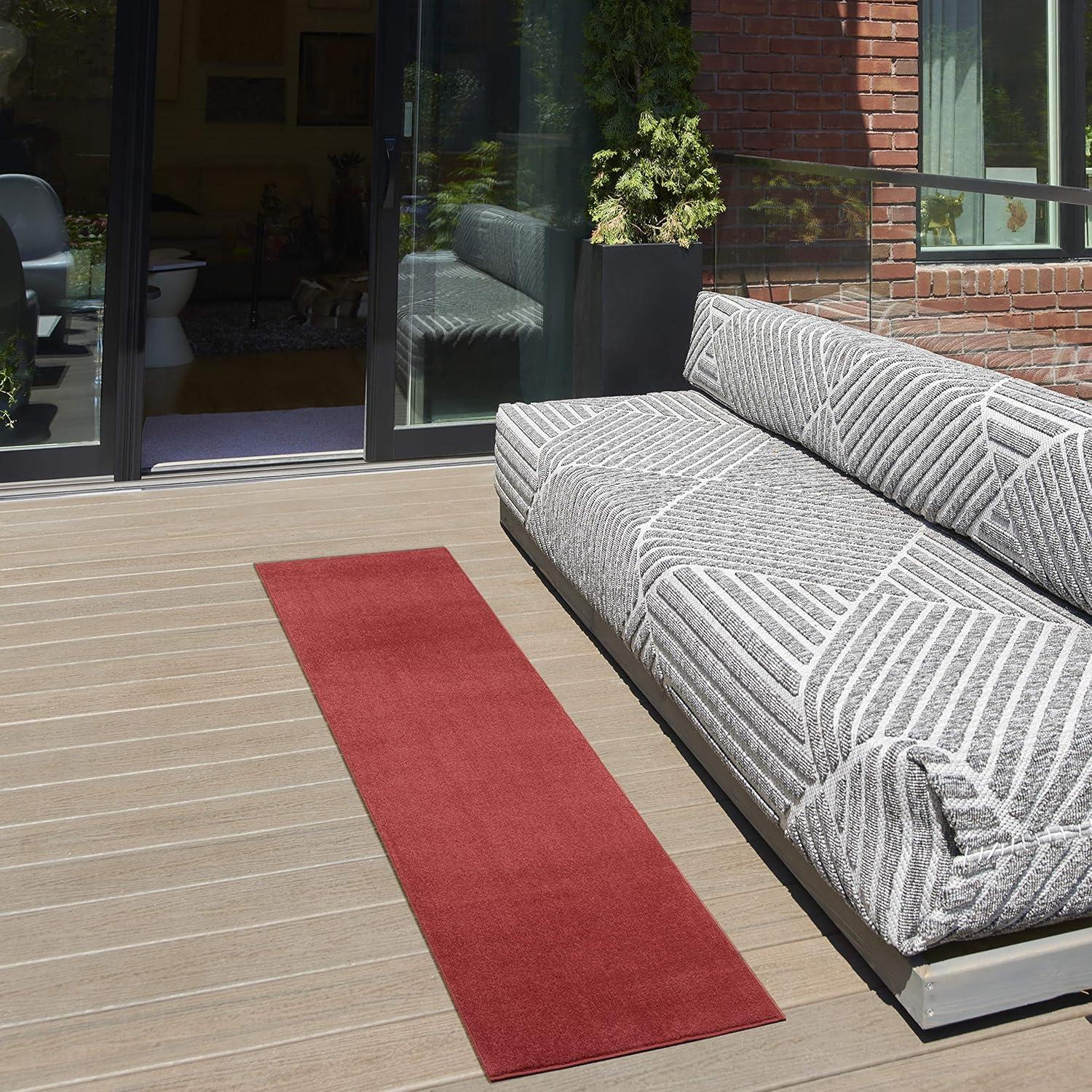 Nourison Essentials Easy Care Indoor Outdoor Area Rug - Brick Red 2' x 6'