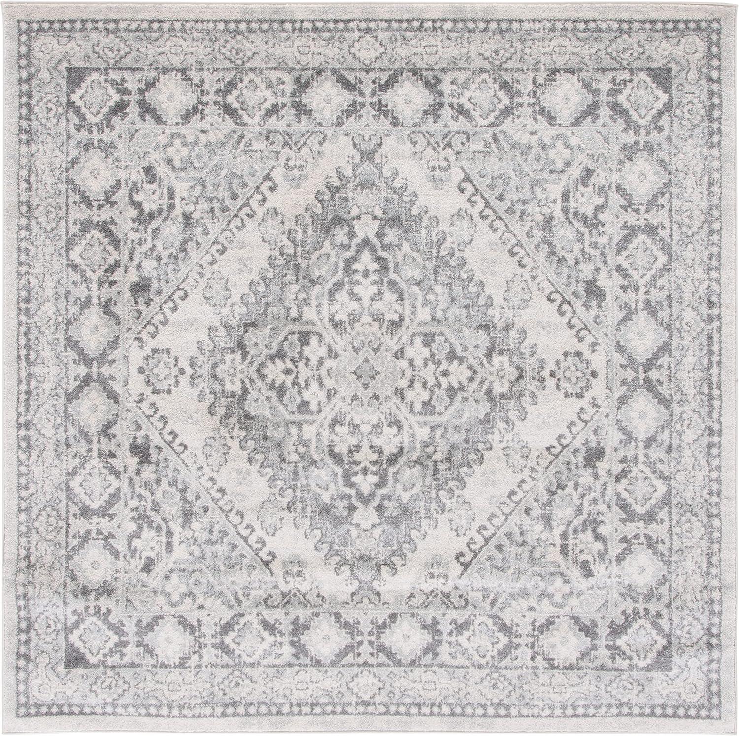Tulum TUL280 Power Loomed Area Rug - Ivory/Grey - 6'7"x6'7" - Safavieh.