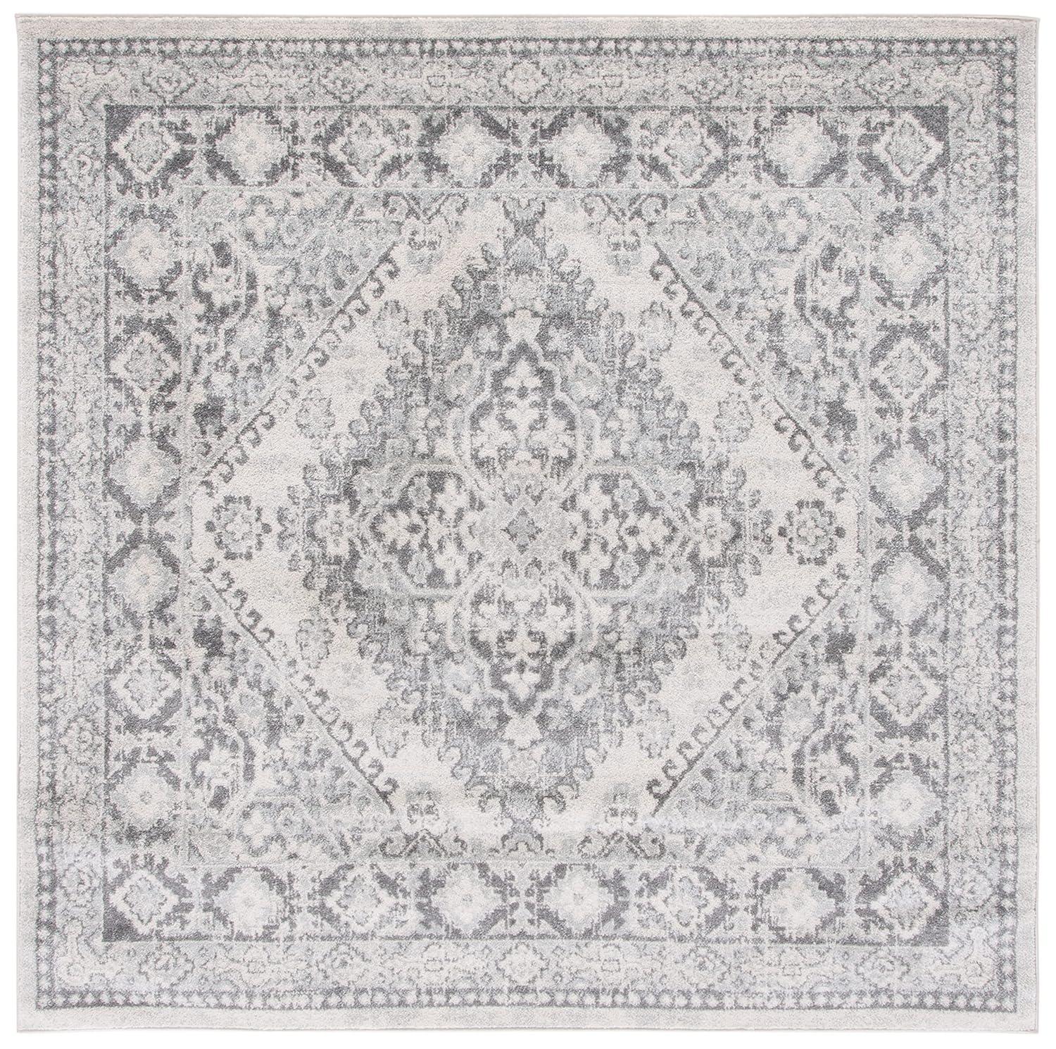 Tulum TUL280 Power Loomed Area Rug - Ivory/Grey - 6'7"x6'7" - Safavieh.