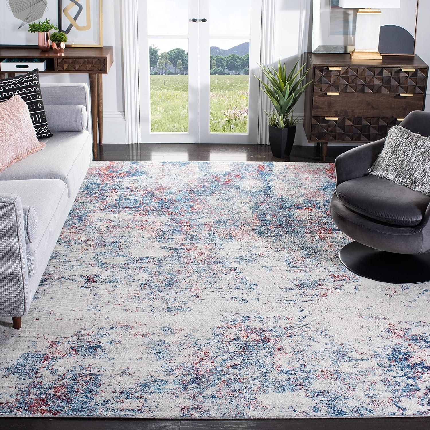 SAFAVIEH Brentwood Alaia Abstract Area Rug, 10' x 13', Navy/Red