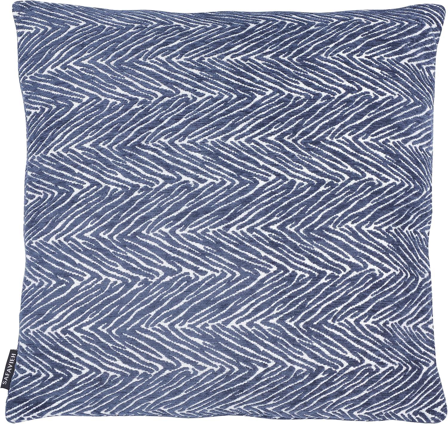 Brylie Blue & White Chevron Illusion 18" Square Throw Pillow