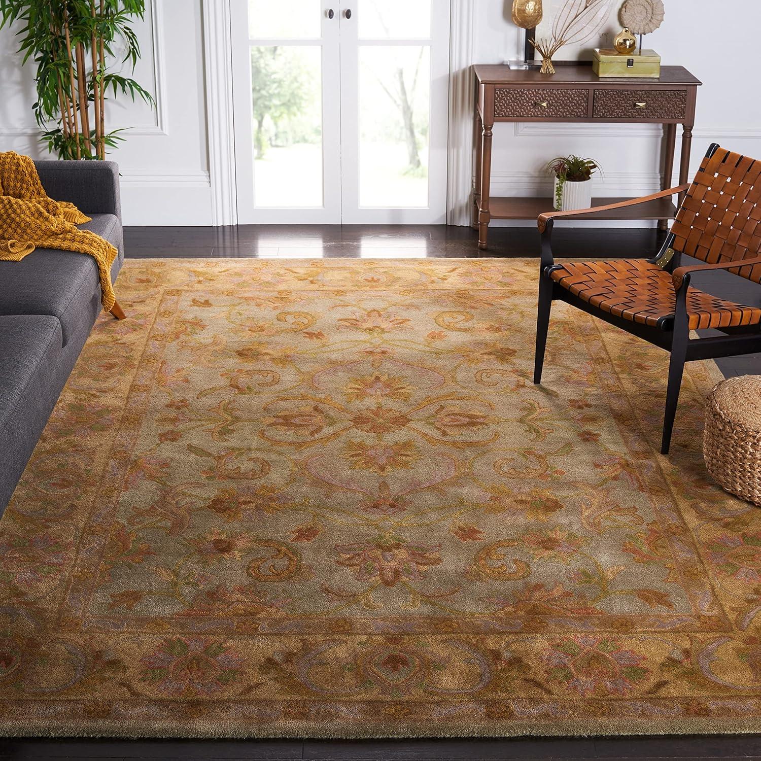 Heritage HG811 Hand Tufted Area Rug - Blue/Beige - 4'6"x6'6" Oval - Safavieh.