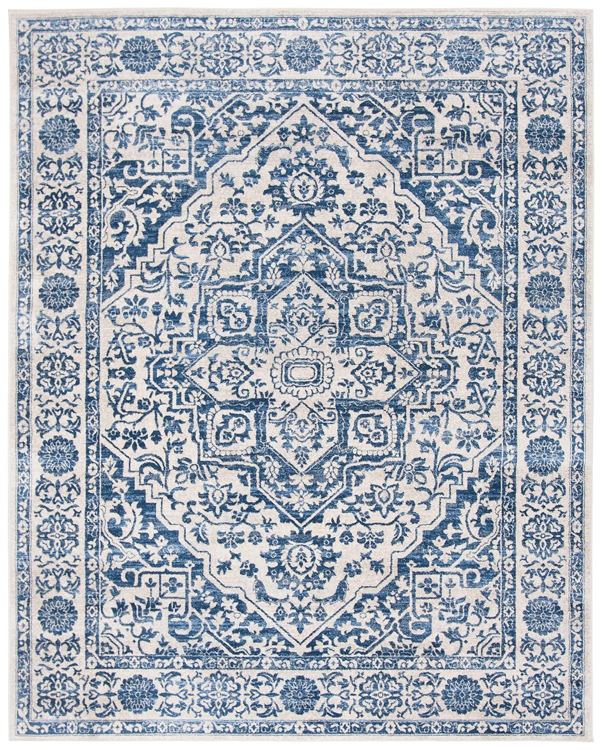 SAFAVIEH Brentwood Adams Oriental Area Rug, Navy/Light Grey, 8' x 10'