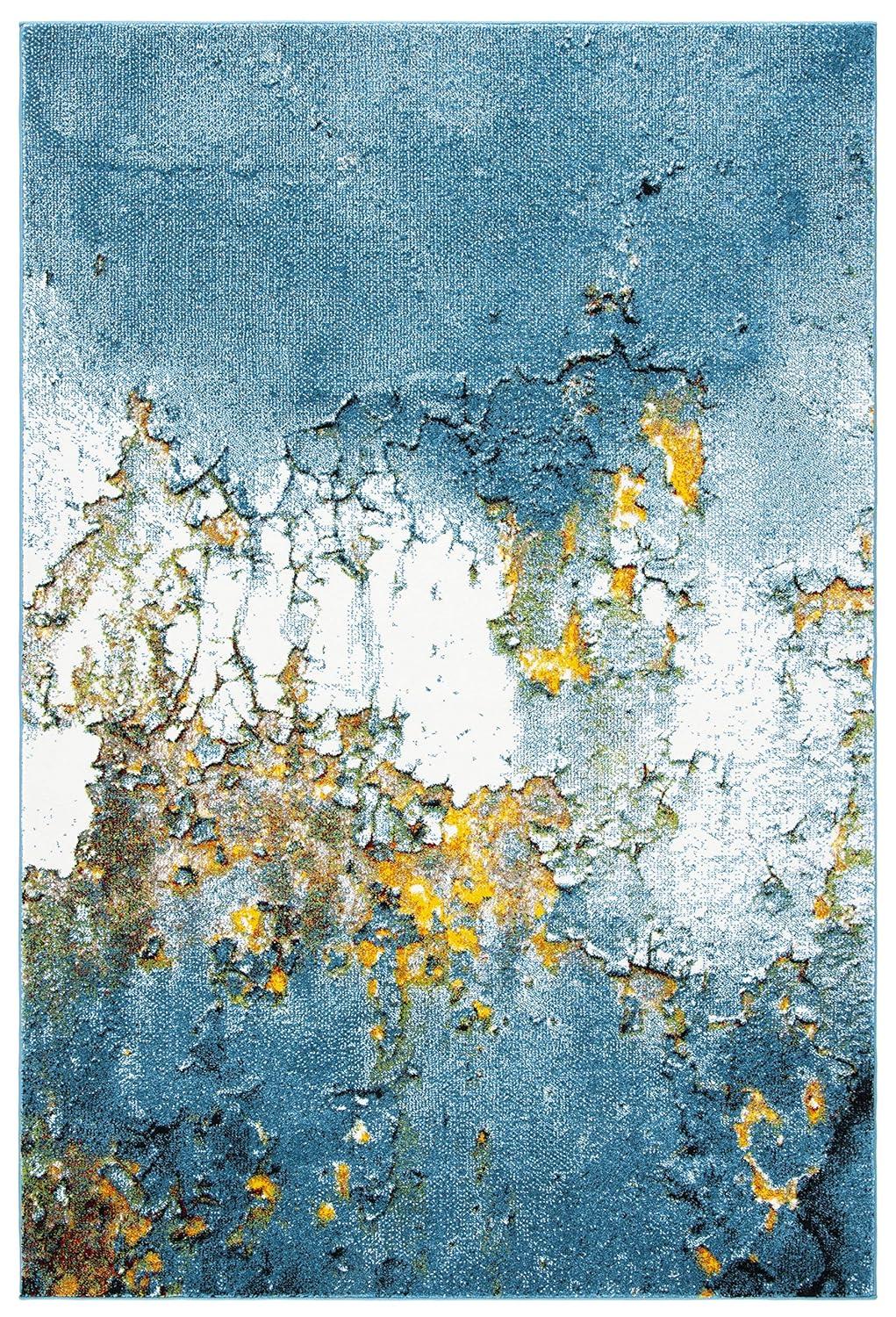 Glacier GLA125 Power Loomed Indoor Area Rug - Blue/Gold - 5'3"x7'6" - Safavieh