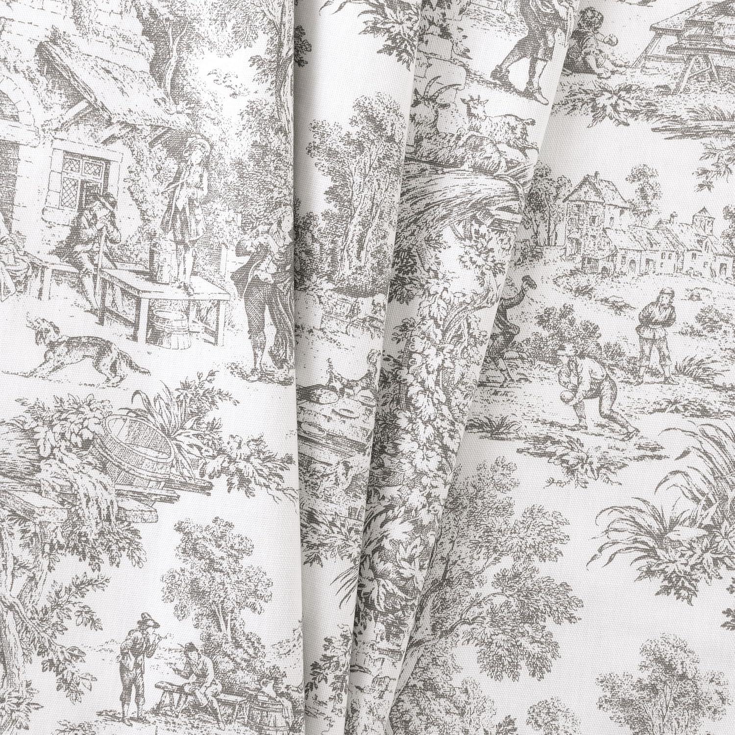 Ellis Curtain Victoria Park Toile Water Proof Room Darkening Blackout Tailored Window Valance - 70 x 12, Gray