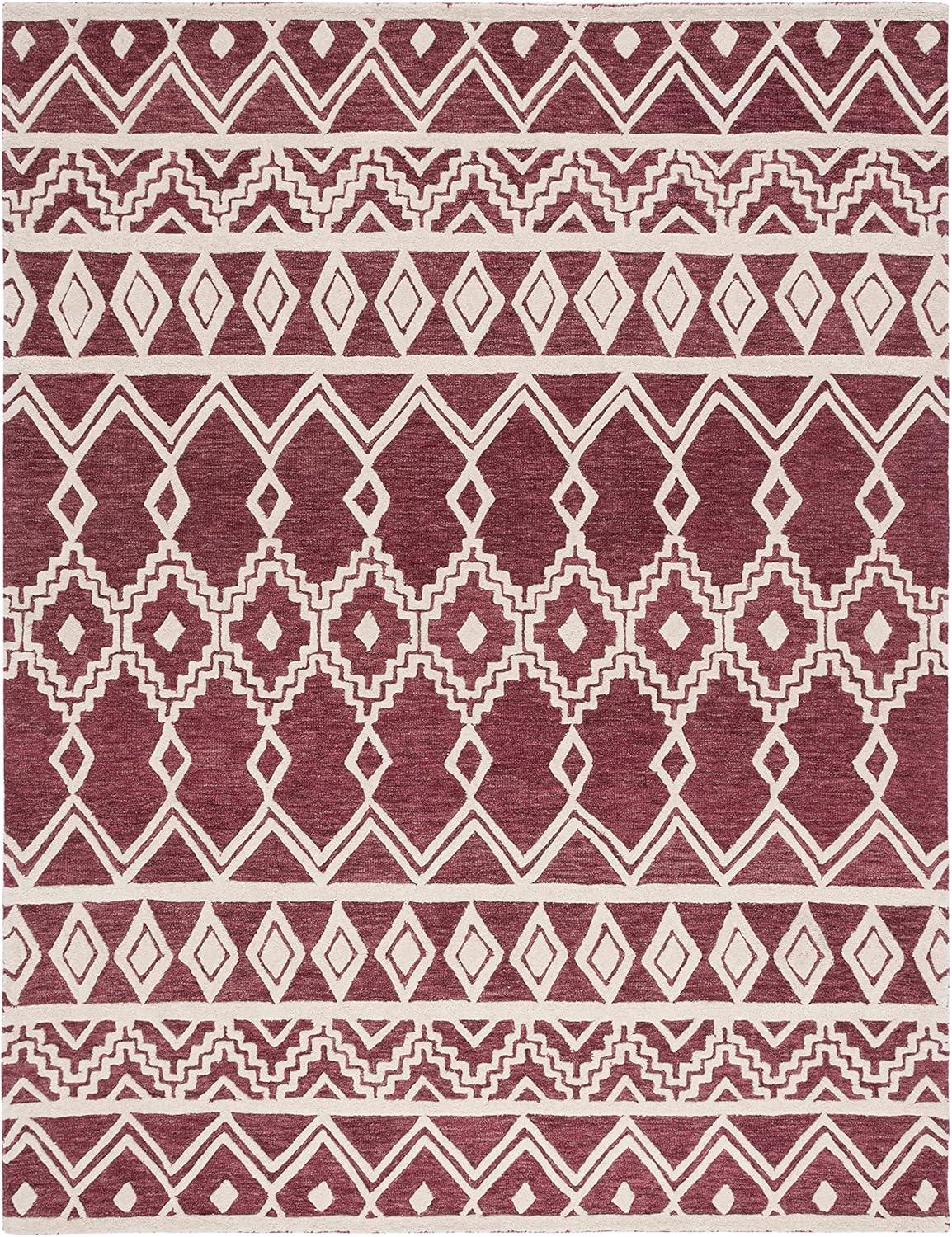 Abstract ABT851 Handmade Indoor Area Rug - Red/Ivory - 8'x10' - Safavieh