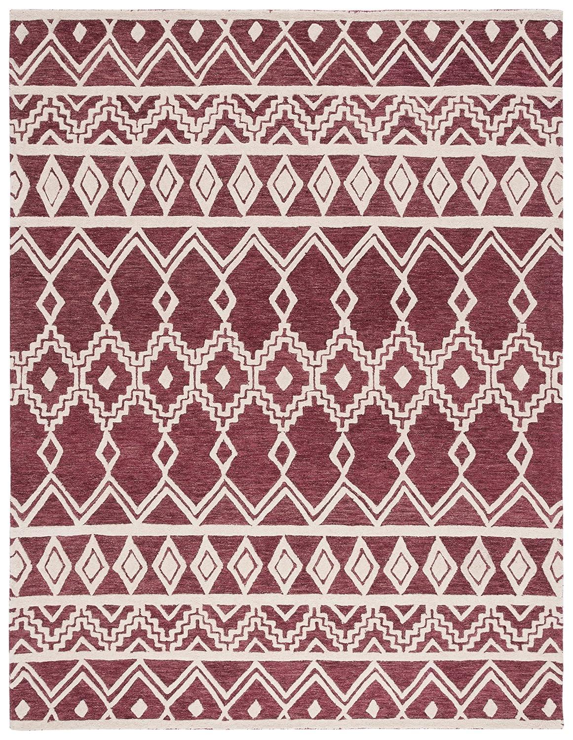 Abstract ABT851 Handmade Indoor Area Rug - Red/Ivory - 8'x10' - Safavieh