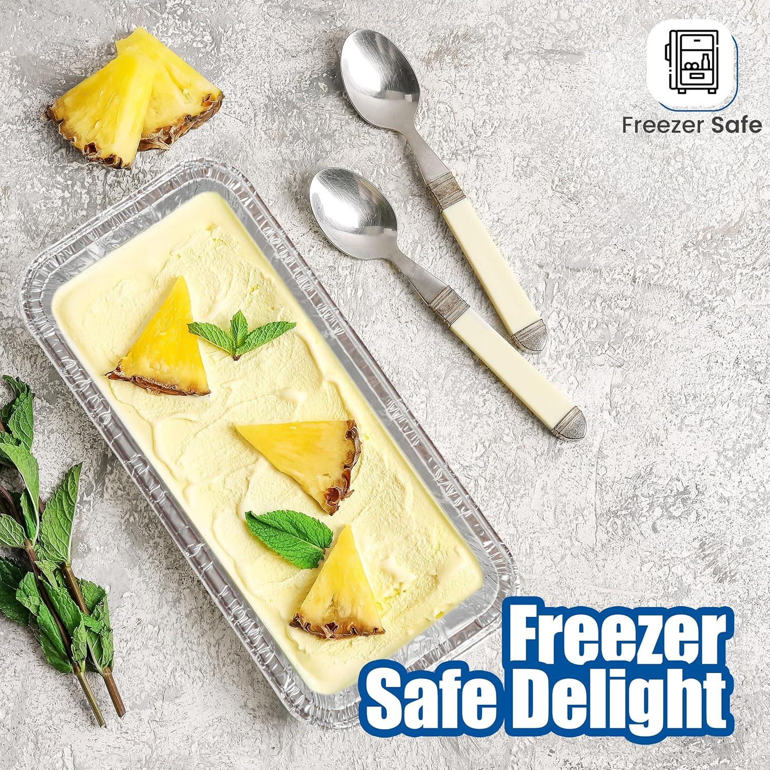 EHOMEA2Z Disposable Aluminum Loaf Pans 2lb for Baking, Serving and Storing - Heat Resistant Disposable Bread Loaf Pan Ideal for Hot/Cold Foods, Freezer & Oven Safe (10 Pack)