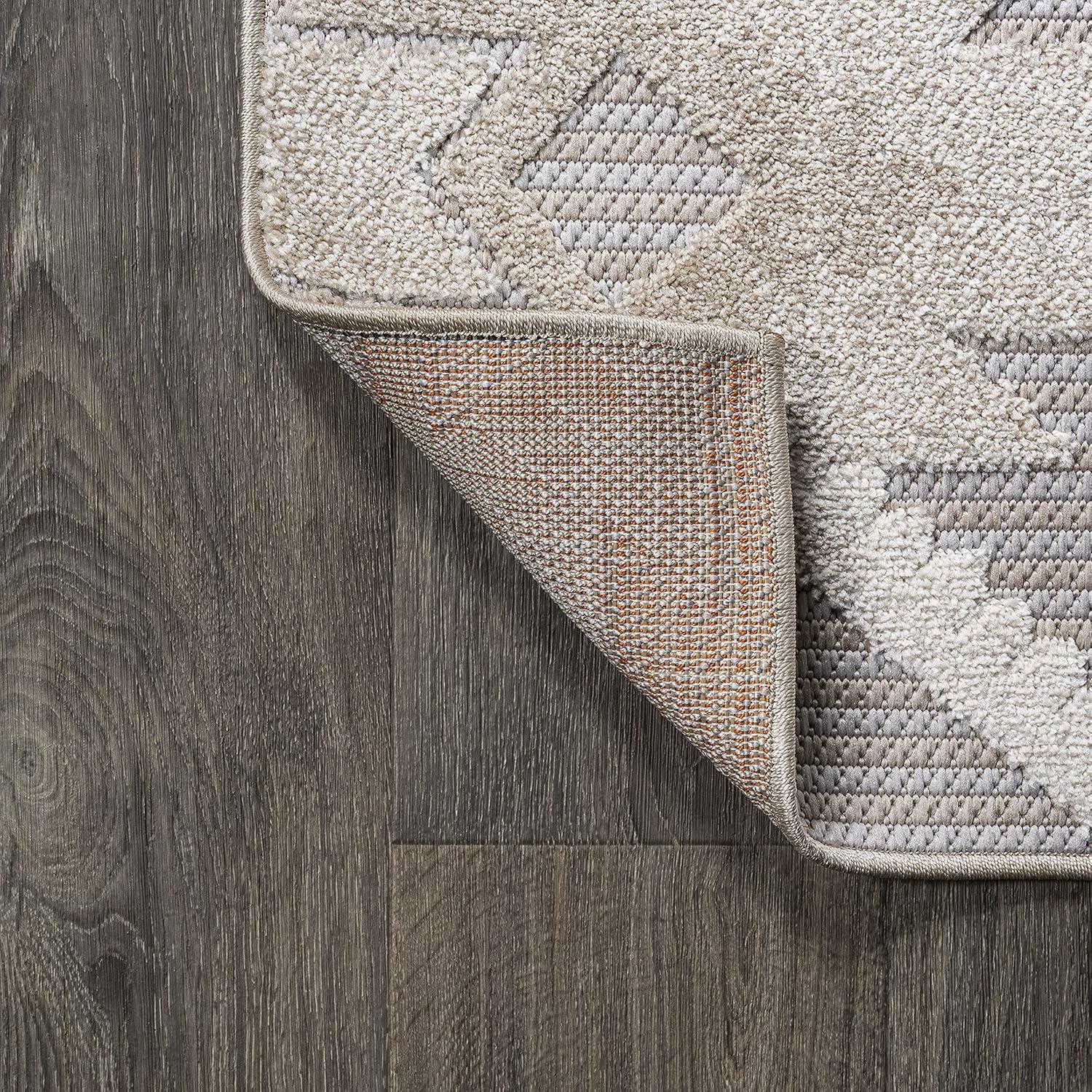 3'x5' Sumak High-Low Pile Neutral Diamond Kilim Indoor/Outdoor Area Rug, Beige/Gray - JONATHAN Y