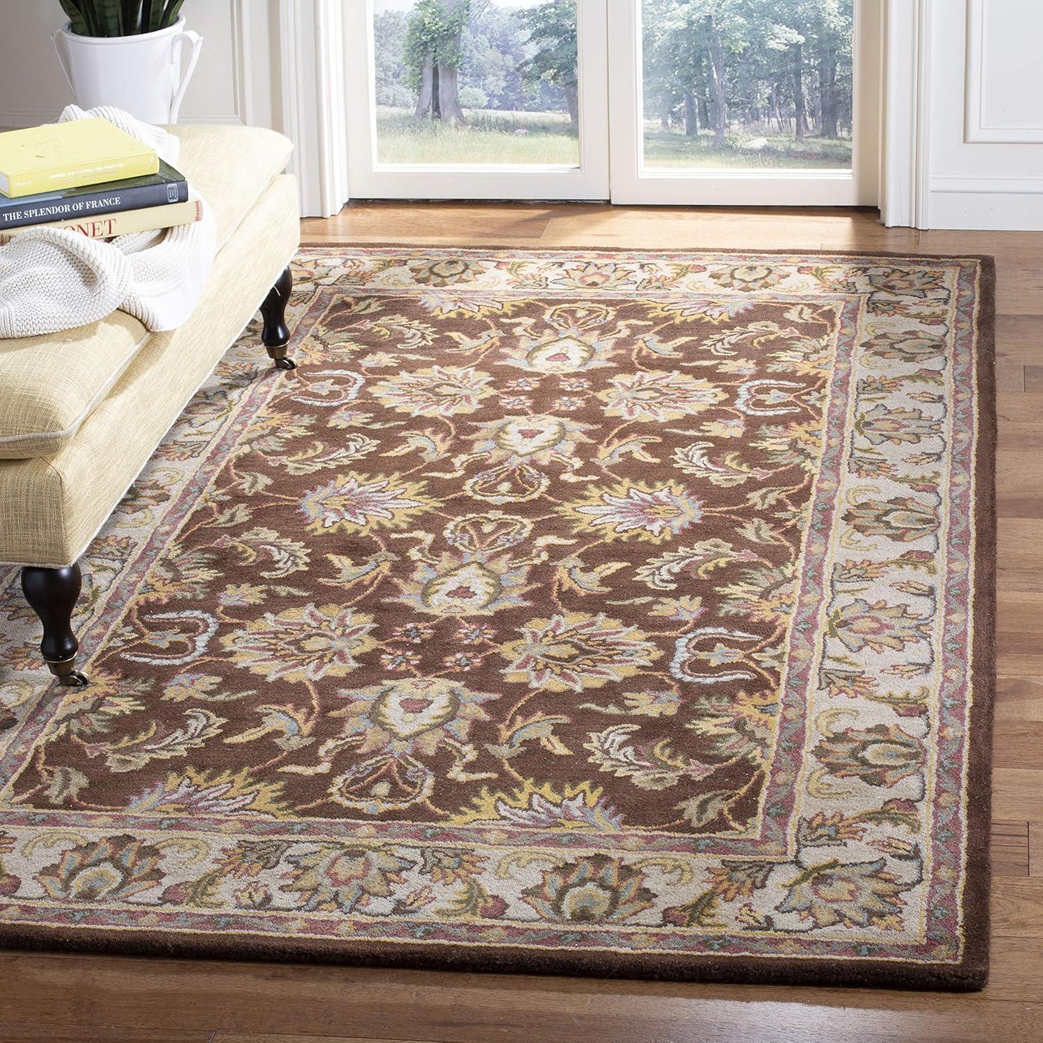 Ivory and Brown Hand-Tufted Wool Area Rug, 6' x 9'