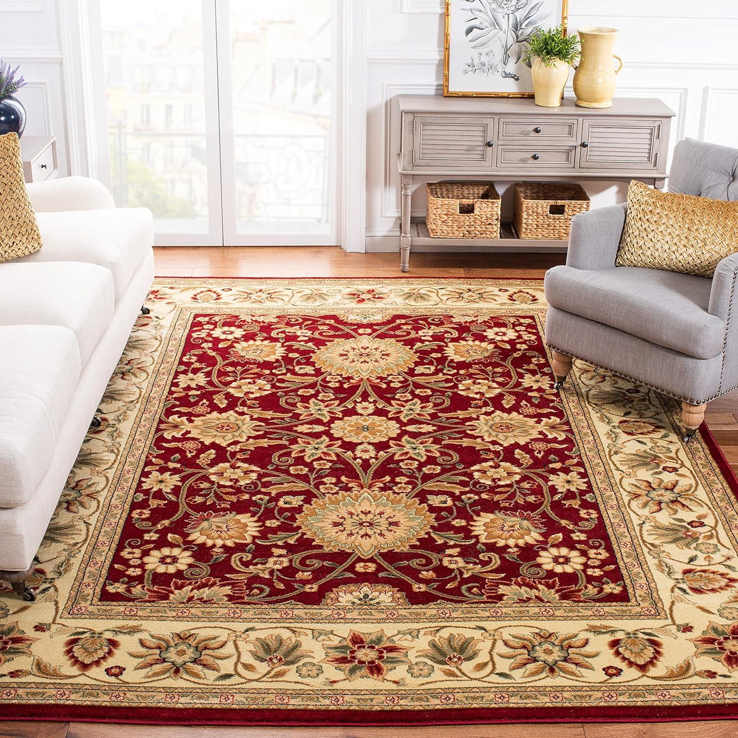 SAFAVIEH Lyndhurst Victoria Traditional Floral Area Rug, Red/Ivory, 9' x 12'