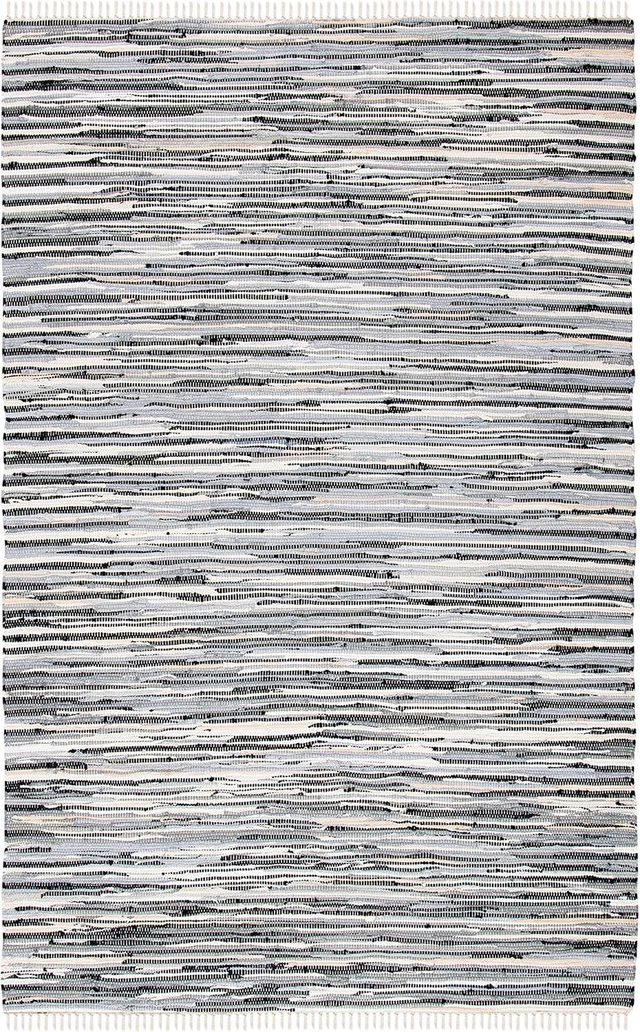 Rag Rug RAR129 Hand Woven Indoor Area Rug - Black/Multi - 4'x6' - Safavieh.