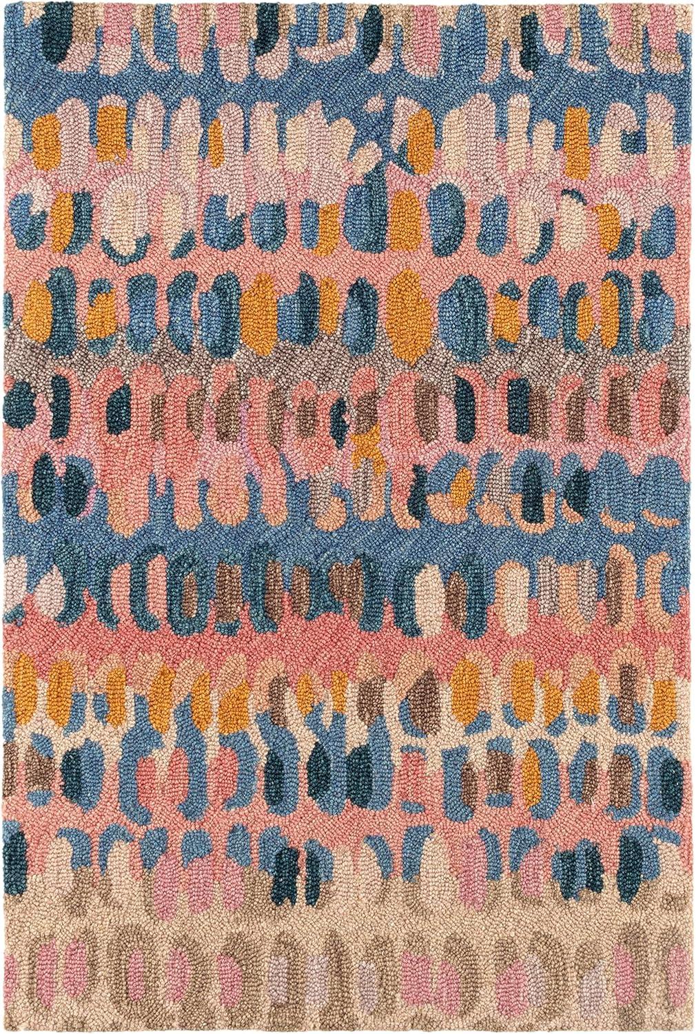 Paint Chip Coral Hand Micro Hooked Wool Rug