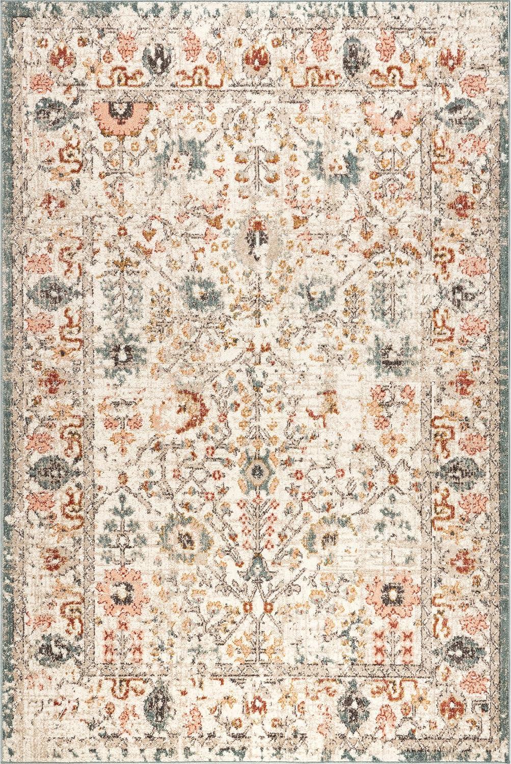 nuLOOM Lenore Vintage Floral Beige 2' 6" x 6' Transitional Runner Rug