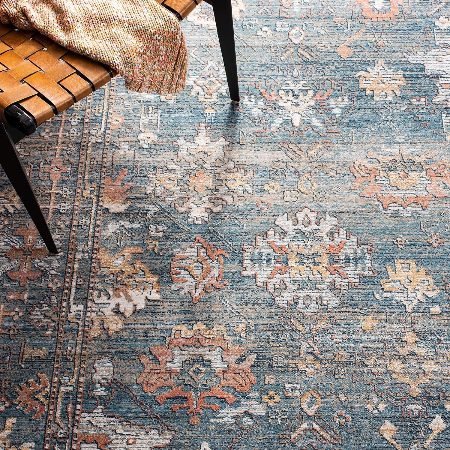 SAFAVIEH Victoria Collection Accent Rug - 2'2" x 4', Blue & Ivory, Vintage Distressed Design, Non-Shedding & Easy Care, Ideal for High Traffic Areas in Entryway, Living Room, Bedroom (VIC905M)