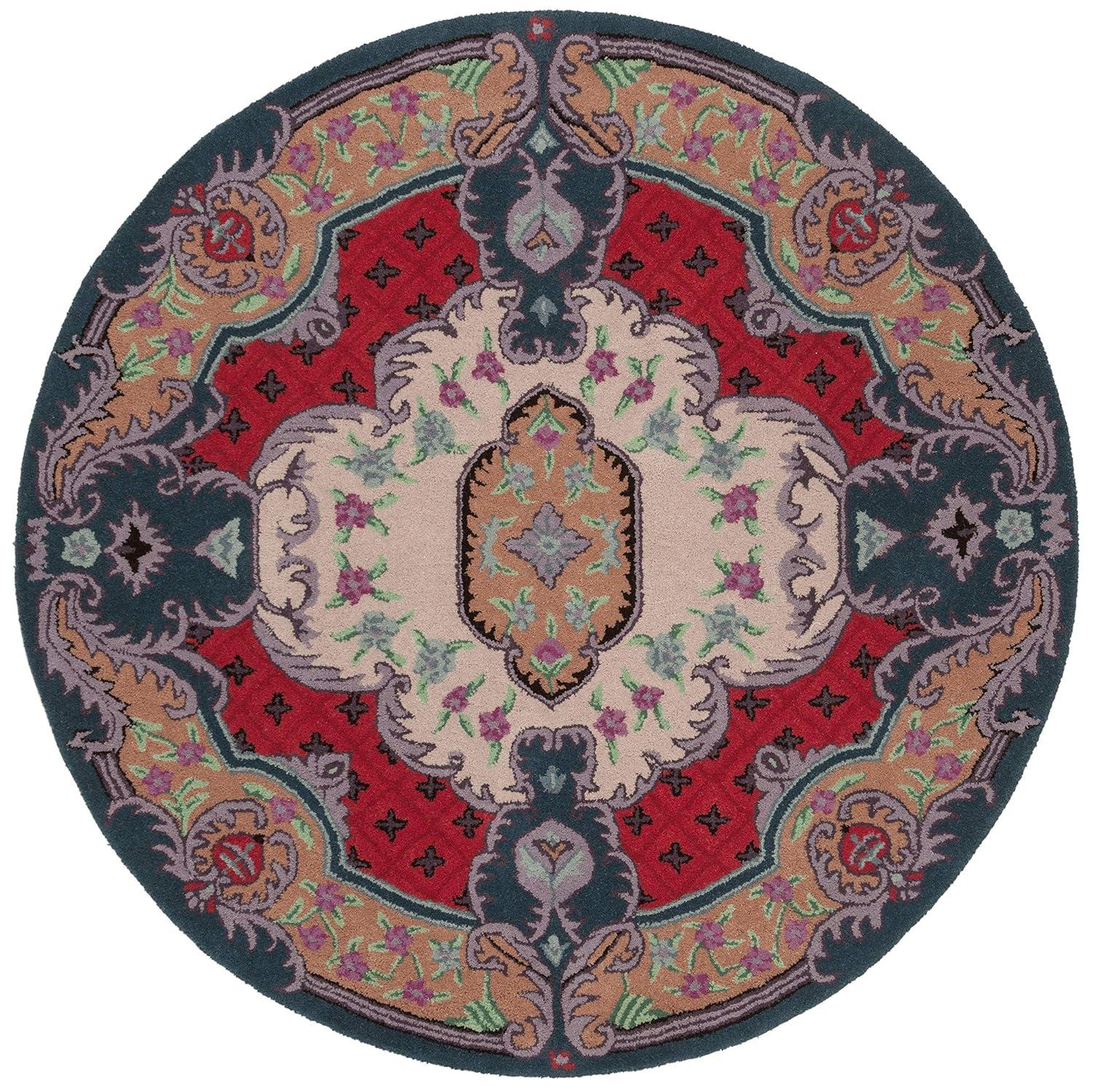 Bellagio BLG535 Hand Tufted Area Rug - Ivory/Pink - 5' round - Safavieh.