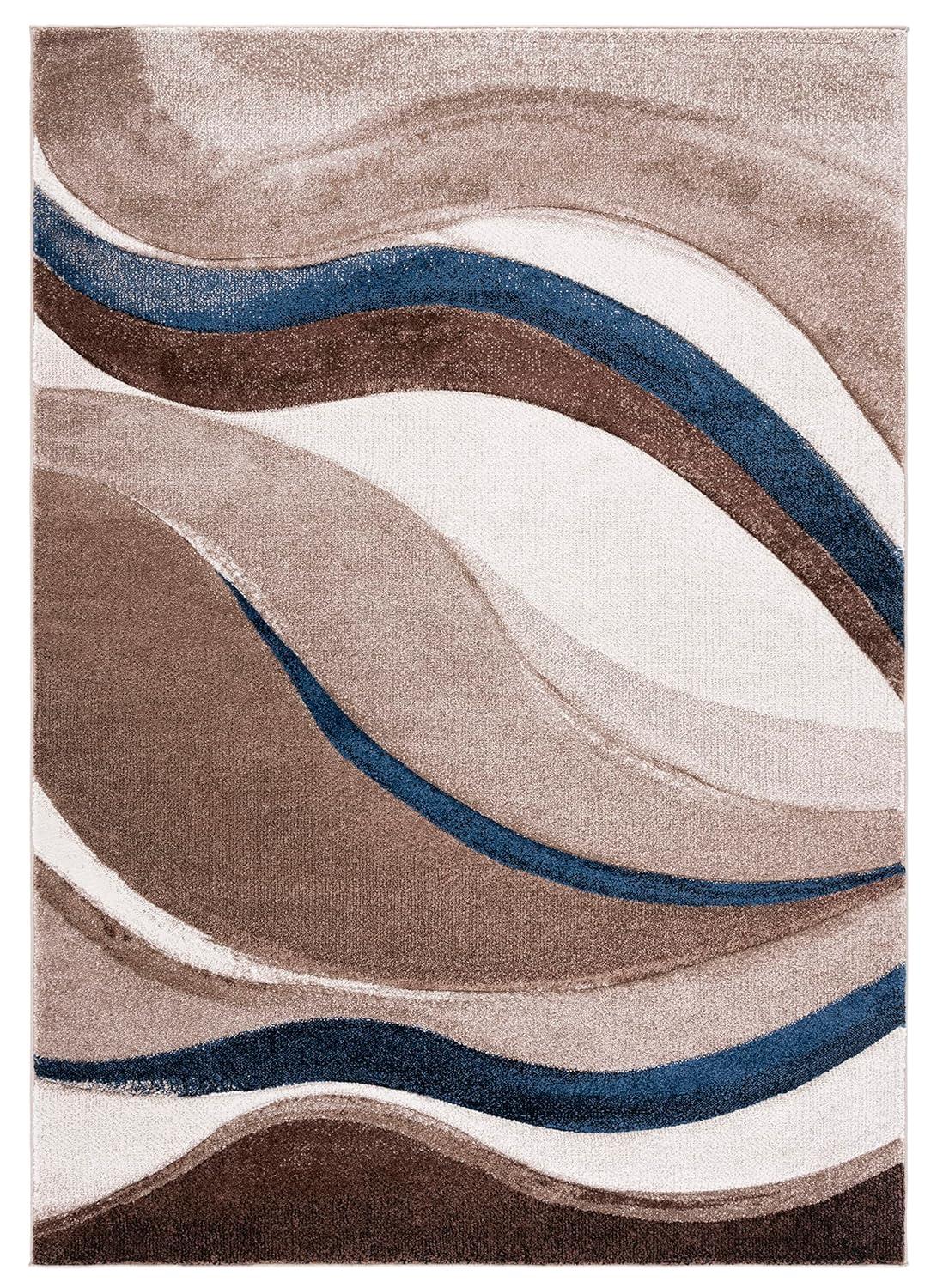 Hollywood HLW766 Machine Made Area Rug - 6'7"x9' - Beige/Blue - Safavieh