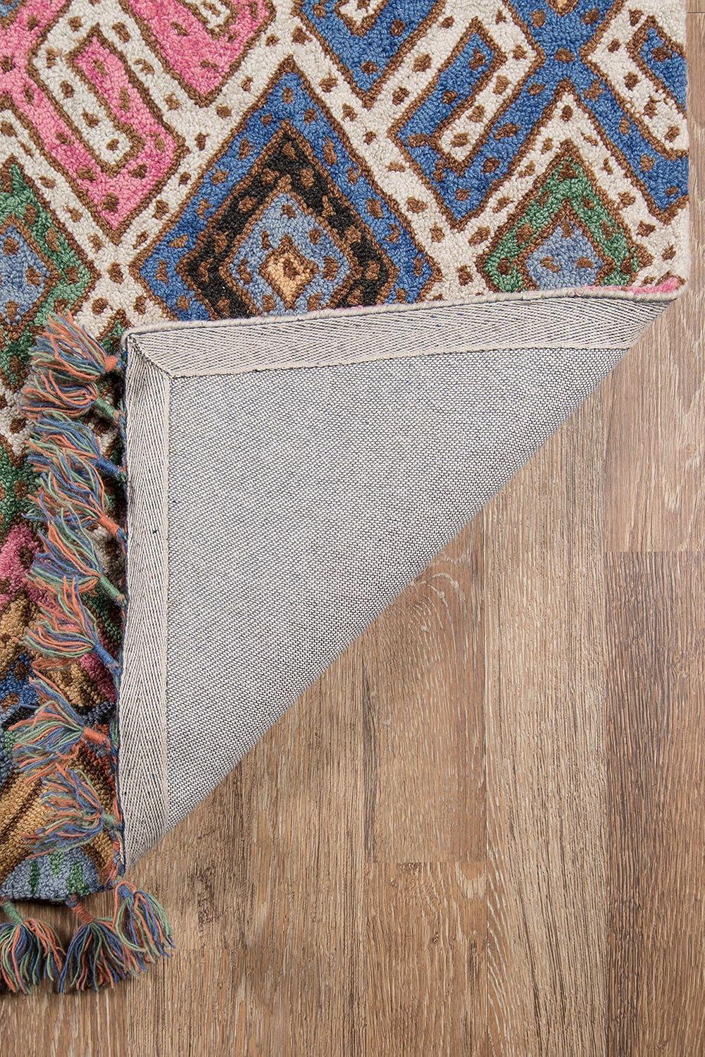 Momeni 5'x8' Geometric Tufted Area Rug: Wool, Multicolor, Contemporary, Handmade, Low Pile, Indoor Use