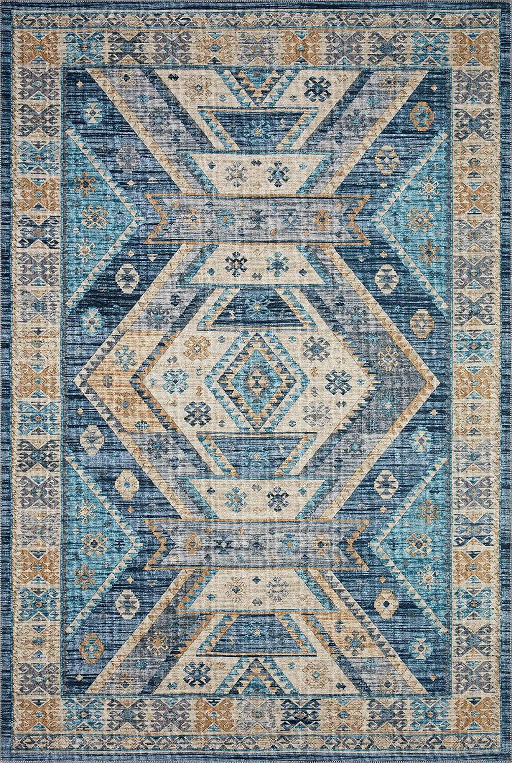 Loloi II Zion Southwestern Traditional Area Rug, Blue, 5'0" x 7'6"