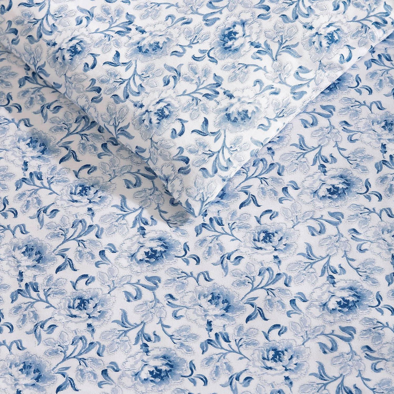 Laura Ashley Lorelei Blue Cotton Reversible Duvet Cover Set