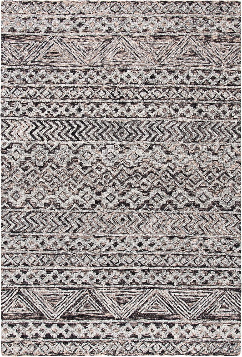 Abstract ABT252 Handmade Indoor Area Rug - Grey/Brown - 6'x9' - Safavieh
