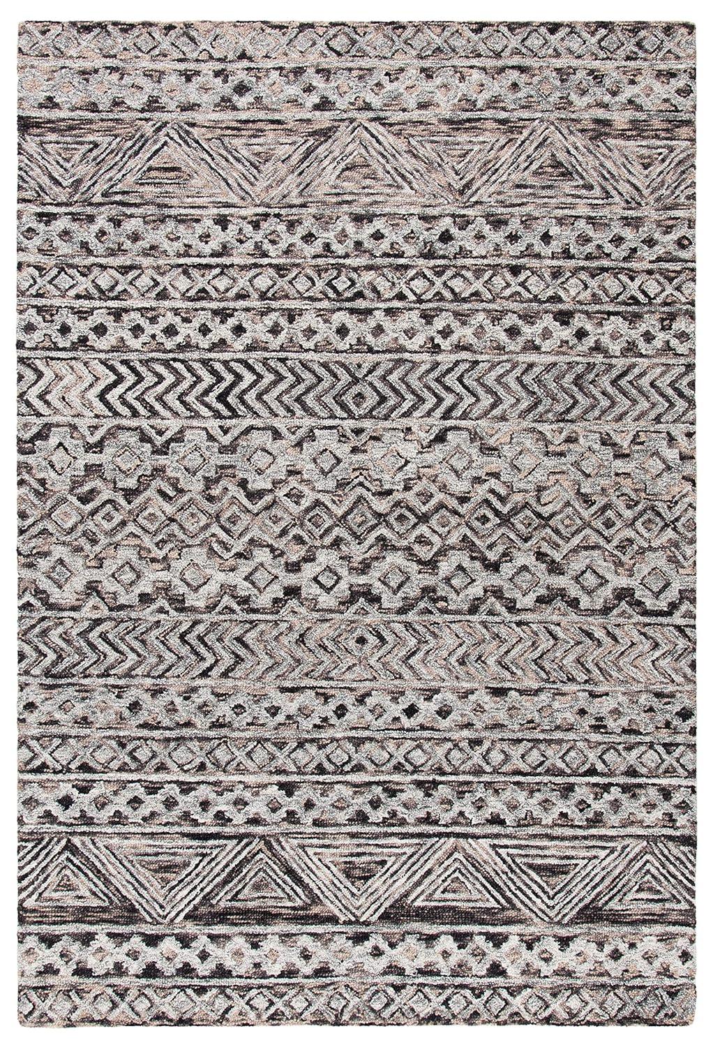 Abstract ABT252 Handmade Indoor Area Rug - Grey/Brown - 6'x9' - Safavieh