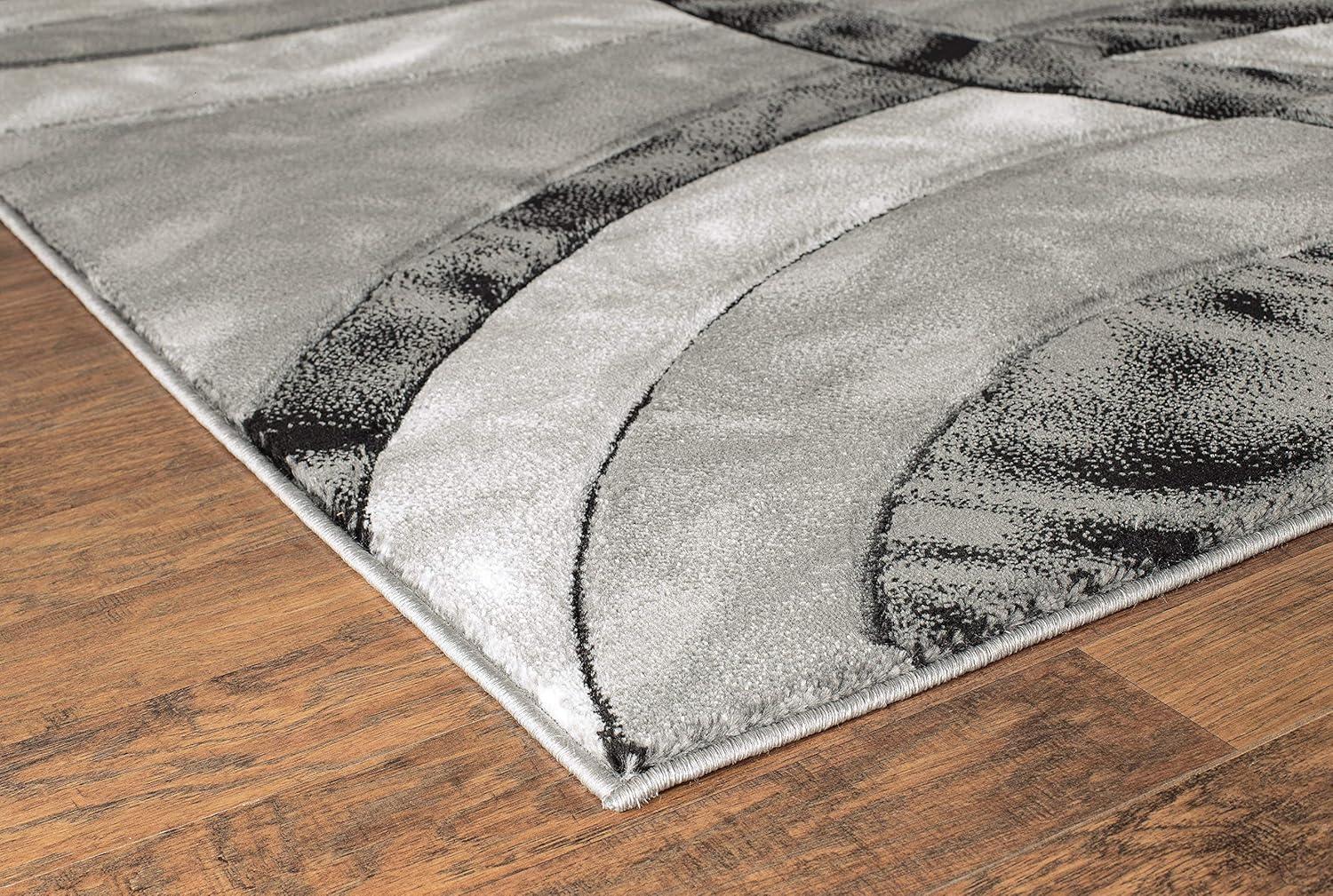 GLORY RUGS Area Rug Modern 4x6 Grey Black Circles Geometry Soft Hand Carved Contemporary Floor Carpet Fluffy Texture for Indoor Living Dining Room and Bedroom Area