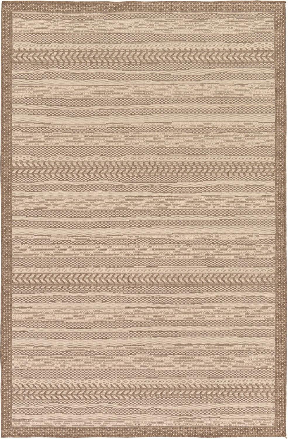Unique Loom Lines Outdoor 5 x 8 (ft) Loomed Polypropylene Brown/Beige Rectangular Indoor/Outdoor Geometric French Country Area rug