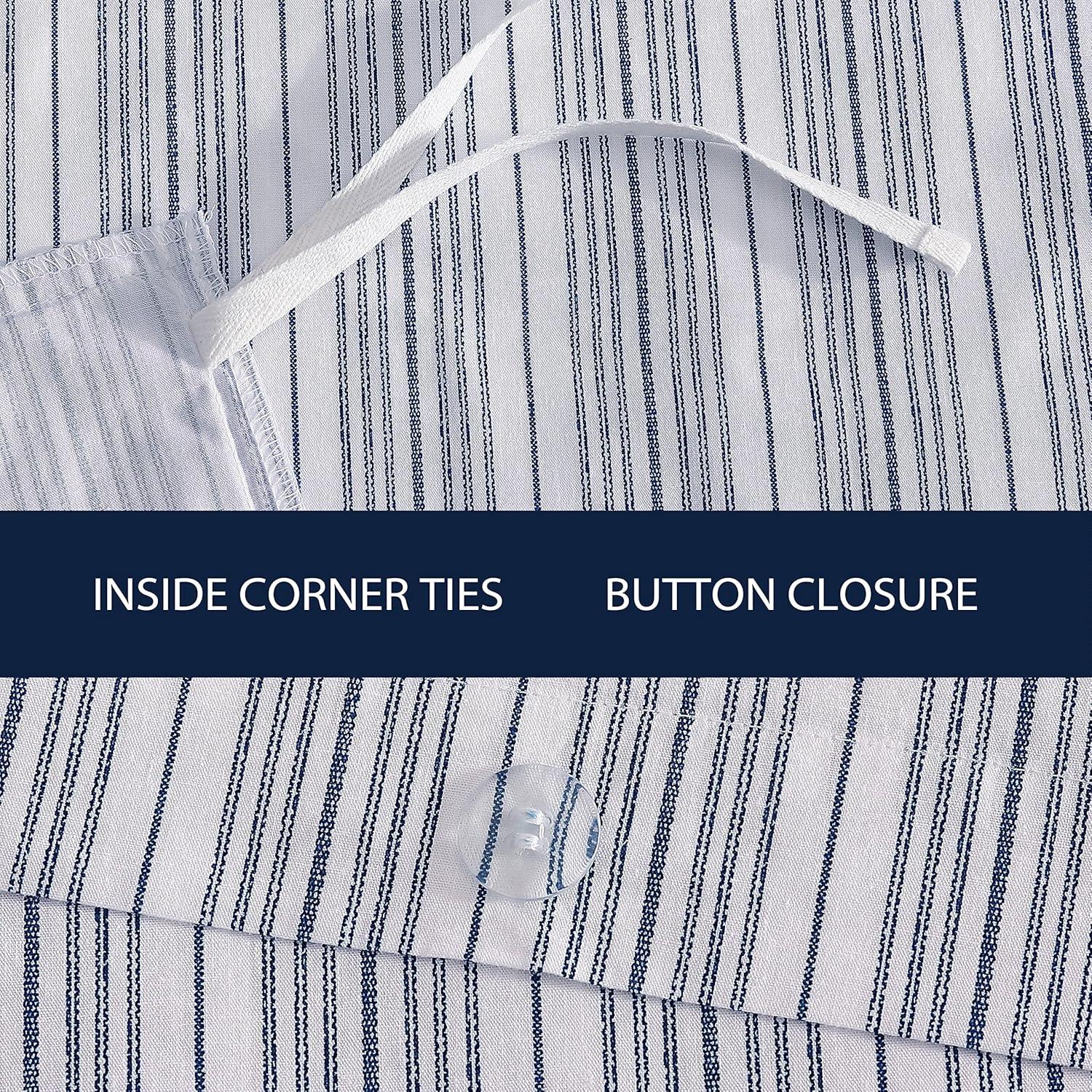 Nautica Beaux Stripe Blue Cotton Percale Duvet Cover