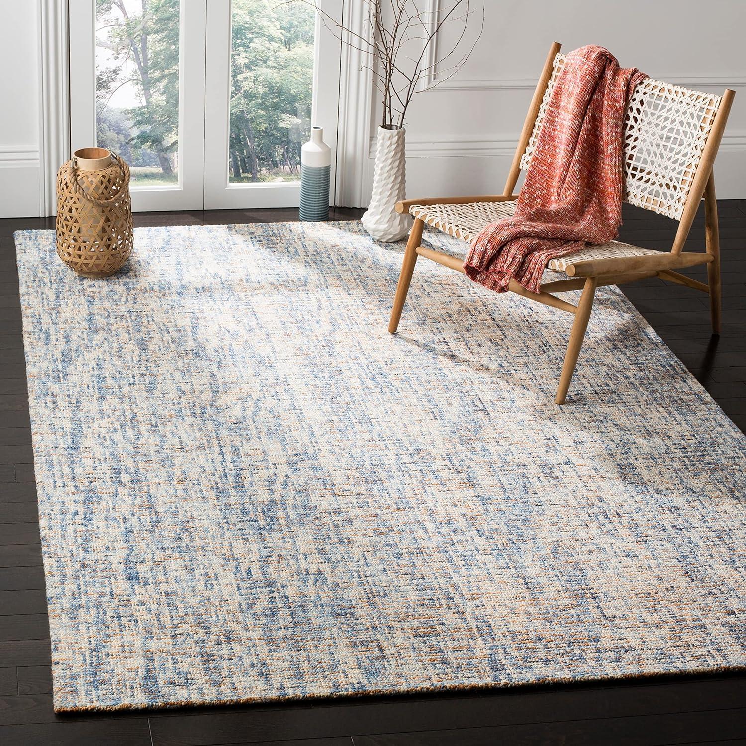 Abstract ABT468 Handmade Indoor Runner - Dark Blue/Rust - 2'-3"x12' - Safavieh
