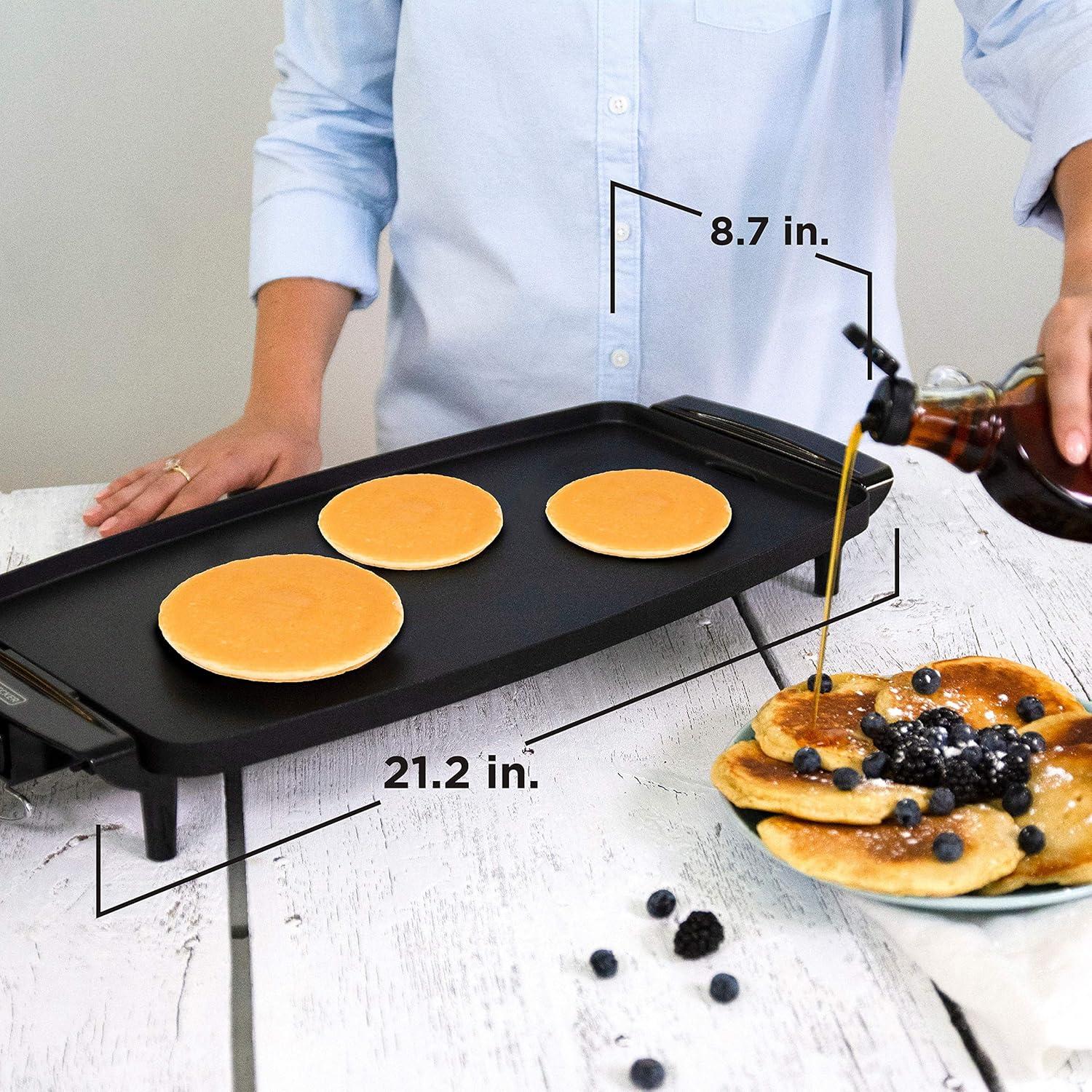 BLACK+DECKER Electric Griddle with Removable Temperature Probe, Indoor Grill, Pancake Griddle, Black, GD1810BC