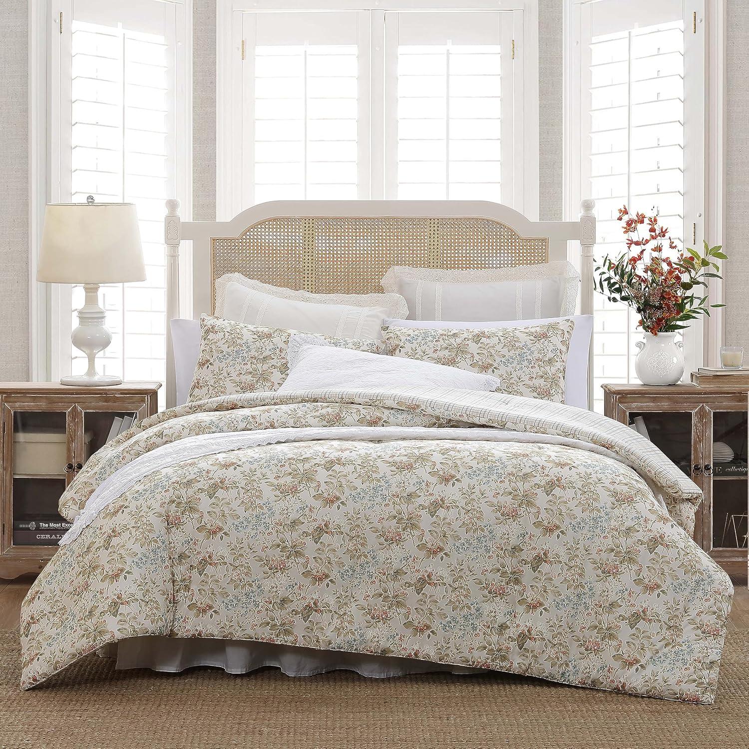 Laura Ashley Laura Ashley Bramble Floral Cotton Reversible Comforter Set